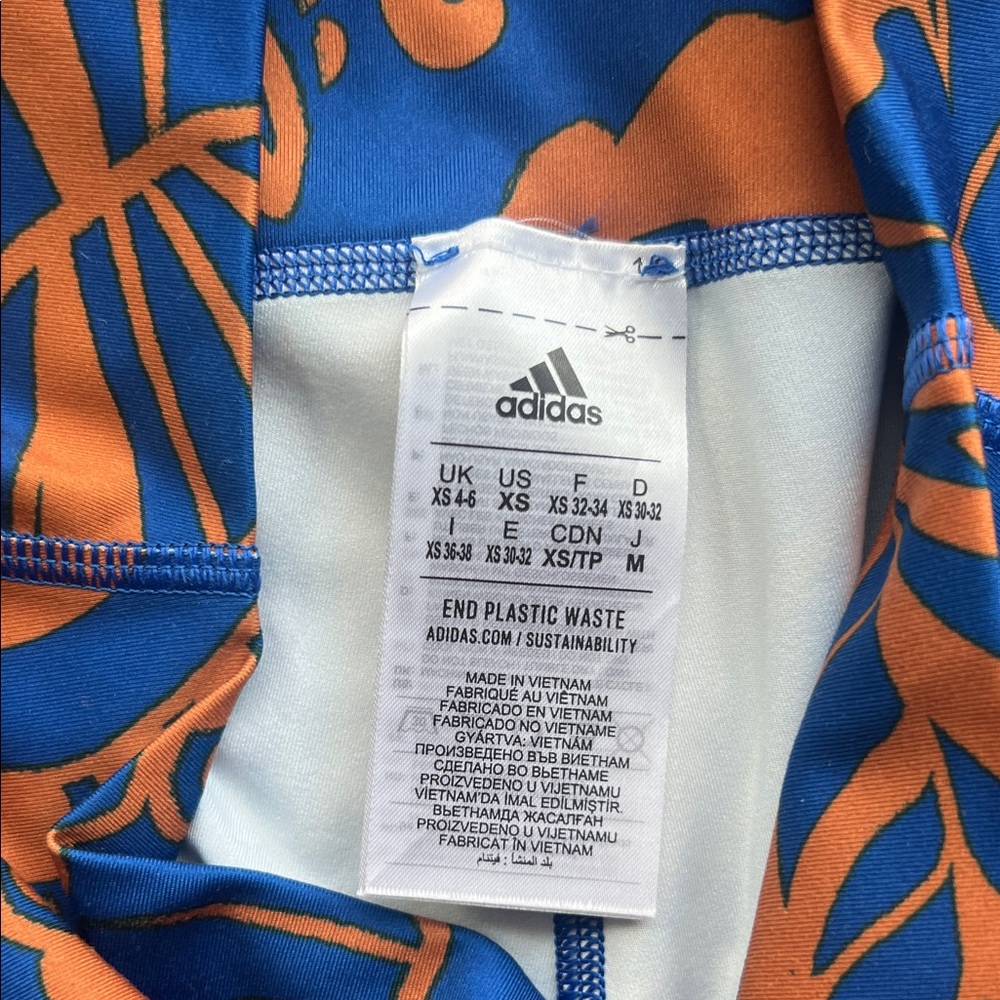 Women’s adidas x farm rio Blue & Orange Floral Athletic Leggings - Picture 3 of 6